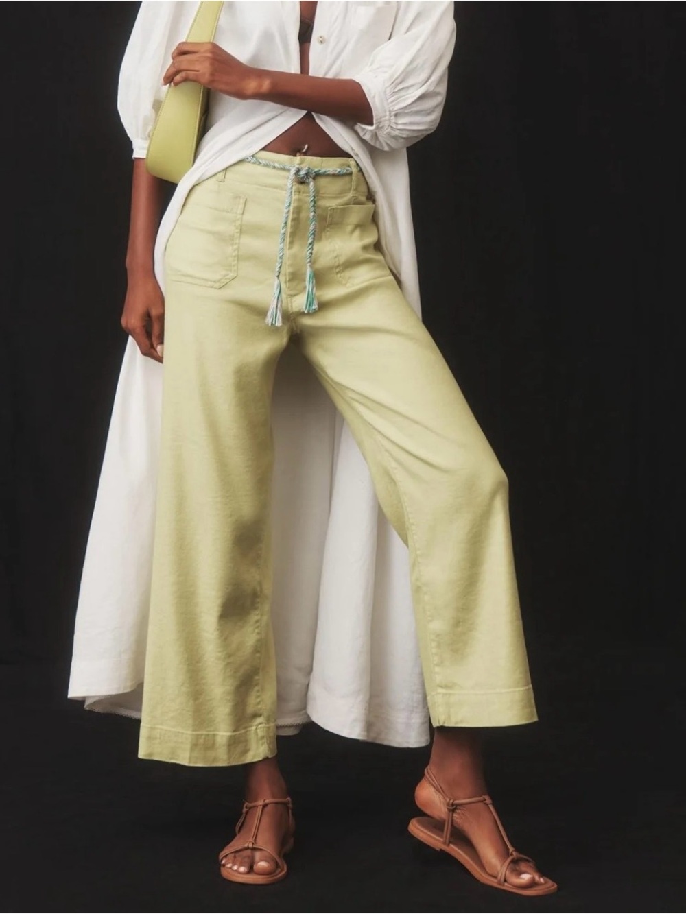 Anthropologie Maeve Colette Wide-Leg Crop Yellow 25